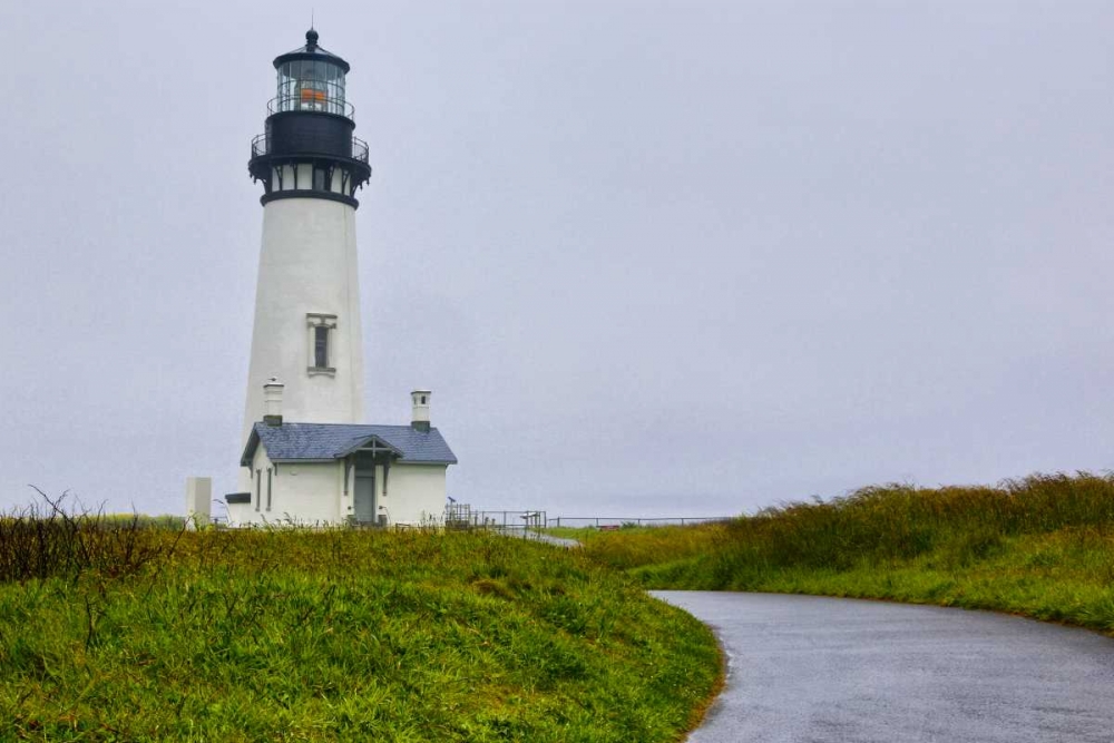 USA, Oregon Yaquina Head Lighthouse on foggy day art print by Jean Carter for $57.95 CAD