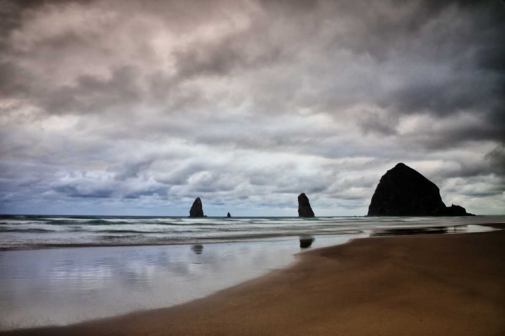 Oregon, Cannon Beach Haystack Rock at low tide art print by Jean Carter for $57.95 CAD
