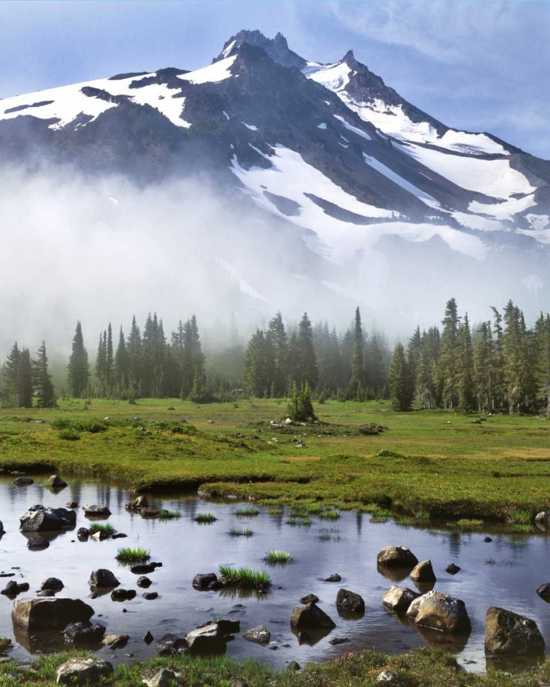 OR, Mt Jefferson Wilderness Mt Jefferson at dawn art print by Steve Terrill for $57.95 CAD