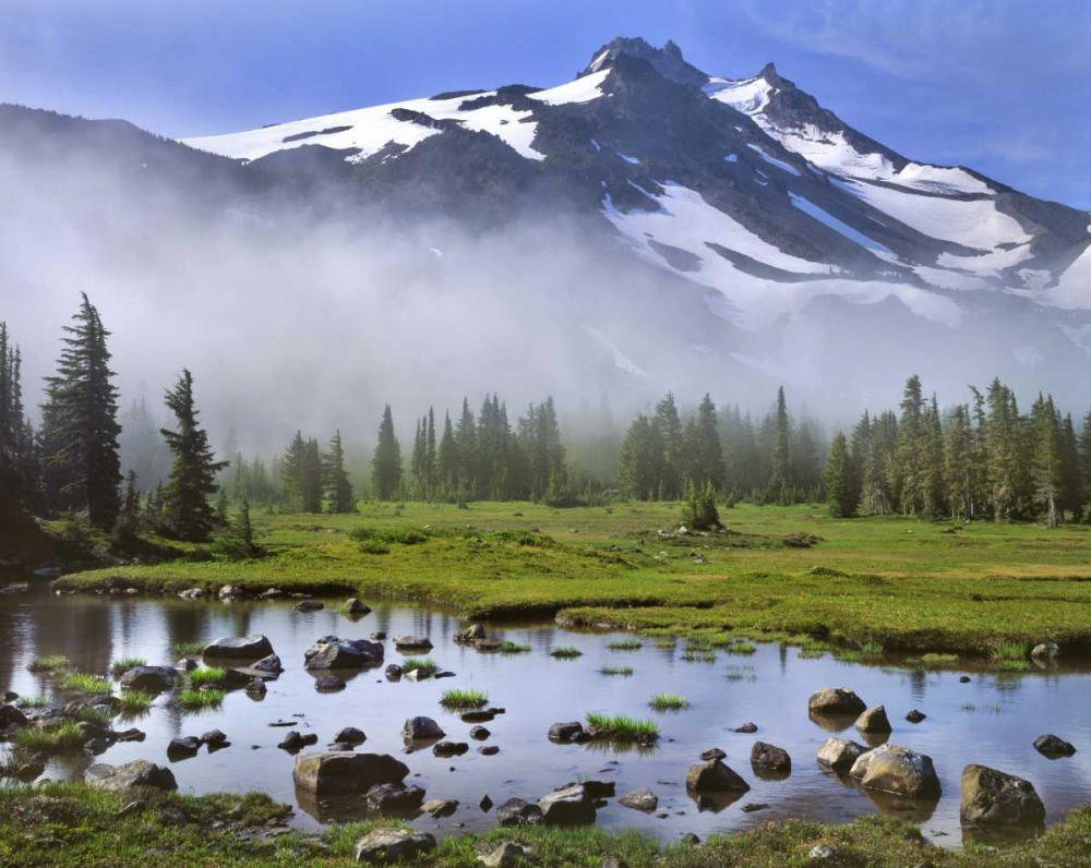 OR, Mt Jefferson Wilderness Mt Jefferson at dawn art print by Steve Terrill for $57.95 CAD