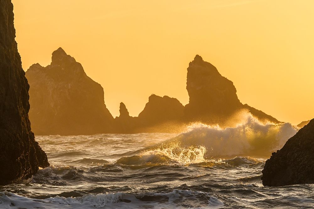 Oregon-Bandon Beach-sunset-crashing waves art print by Jaynes Gallery for $57.95 CAD