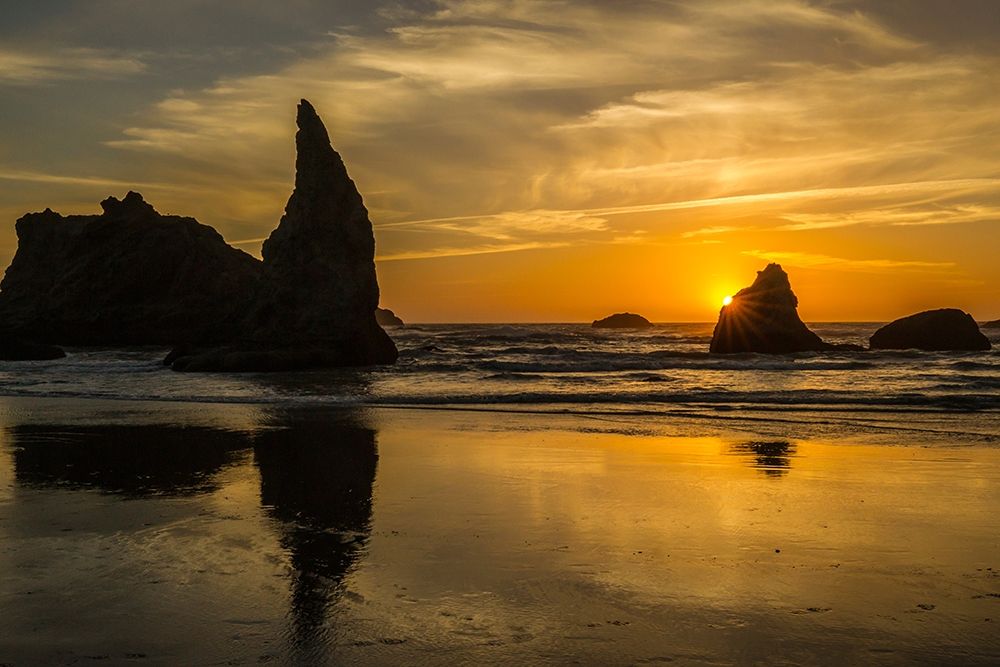 Oregon-Bandon Beach-Wizards Hat-sunset-sun star art print by Jaynes Gallery for $57.95 CAD