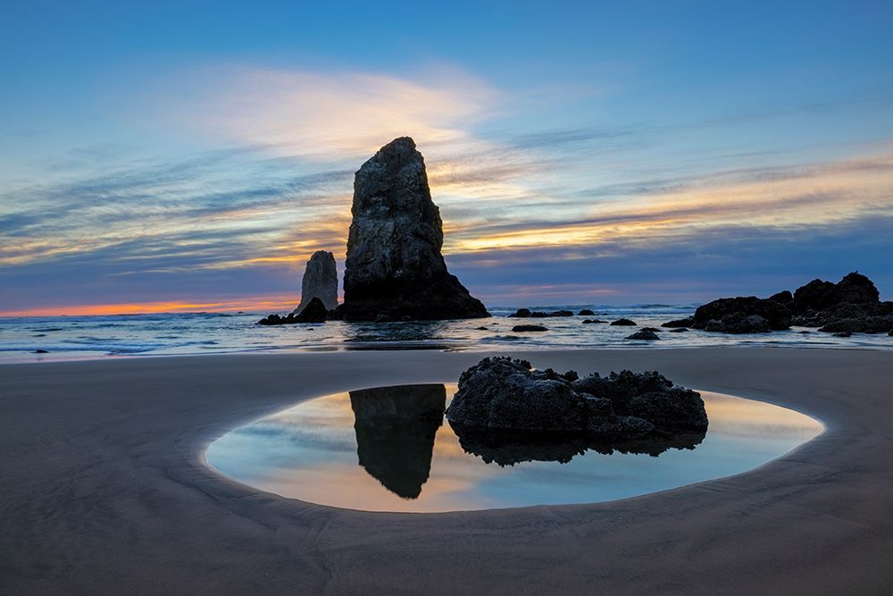 Haystack Rock Pinnacles at low tide in Cannon Beach-Oregon-USA art print by Chuck Haney for $57.95 CAD