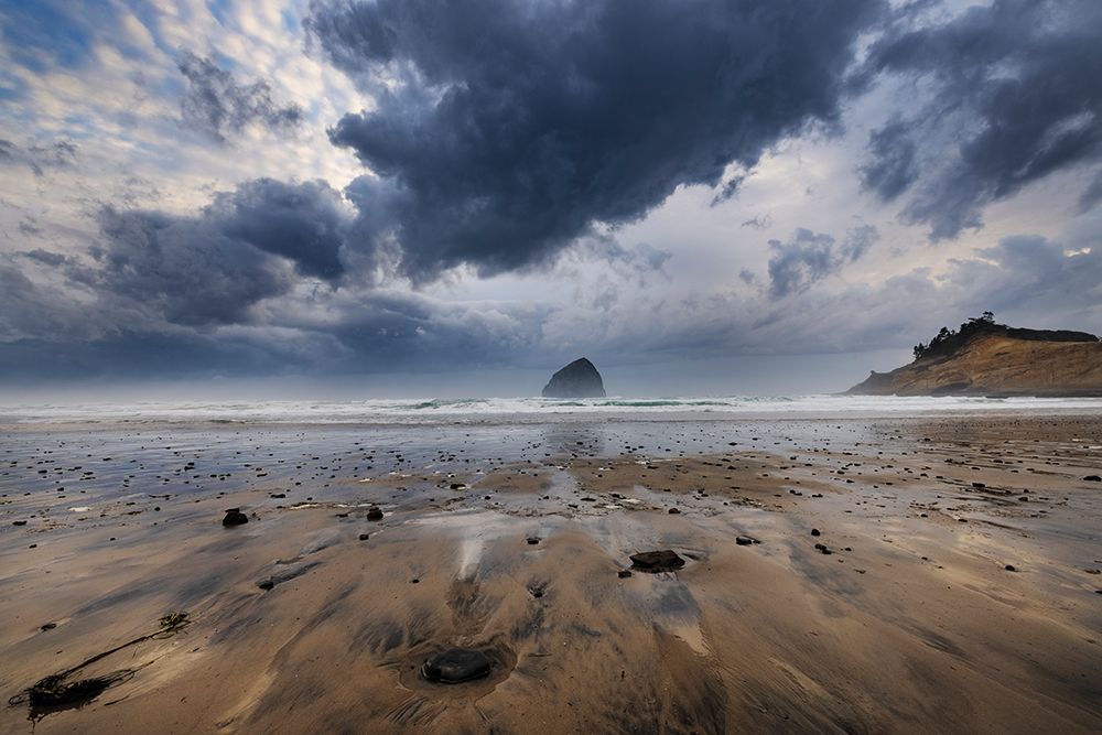 Storm clouds at low tide on beach at Cape Kiwanda in Pacific City-Oregon-USA art print by Chuck Haney for $57.95 CAD