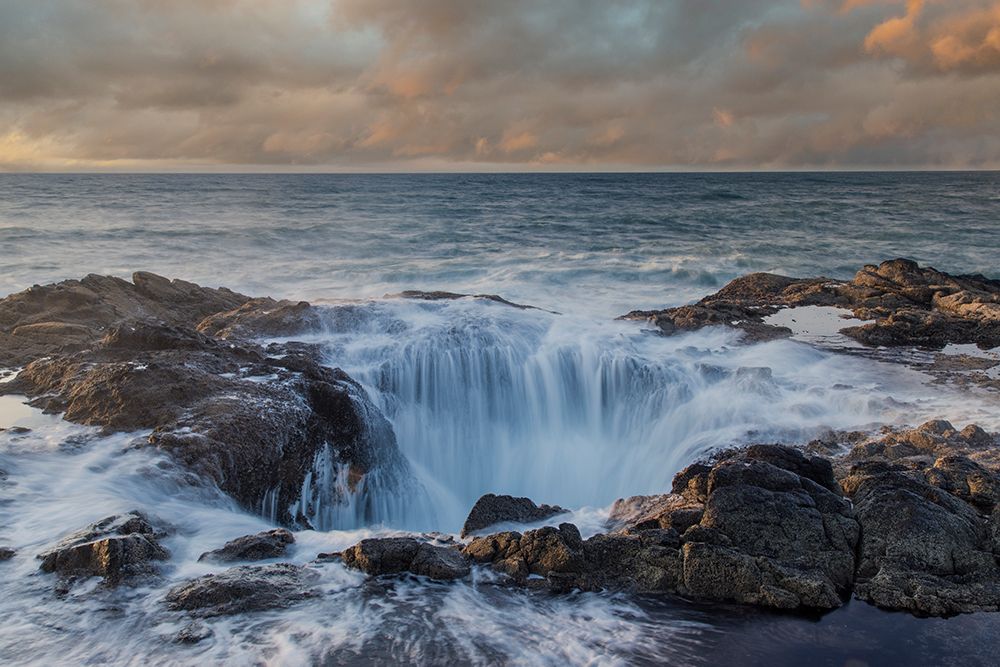USA- Oregon- Cape Perpetua and Thors Well at sunset. art print by Darrell Gulin for $57.95 CAD
