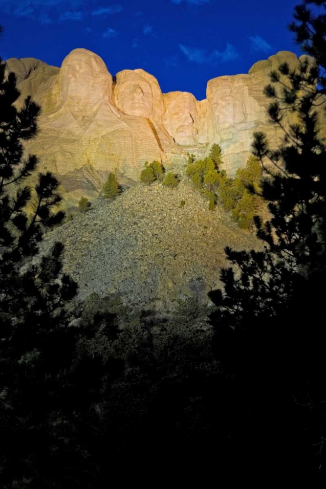 SD, Mount Rushmore lit at twilight art print by Fred Lord for $57.95 CAD