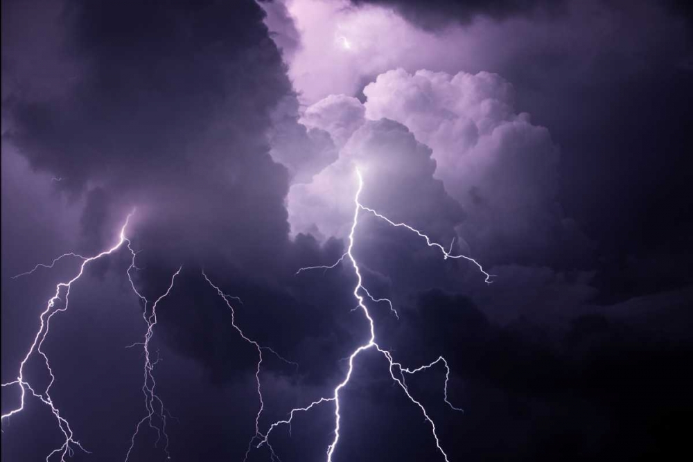 TN, Composite of cloud-to-cloud lightning bolts art print by Jim Zuckerman for $57.95 CAD
