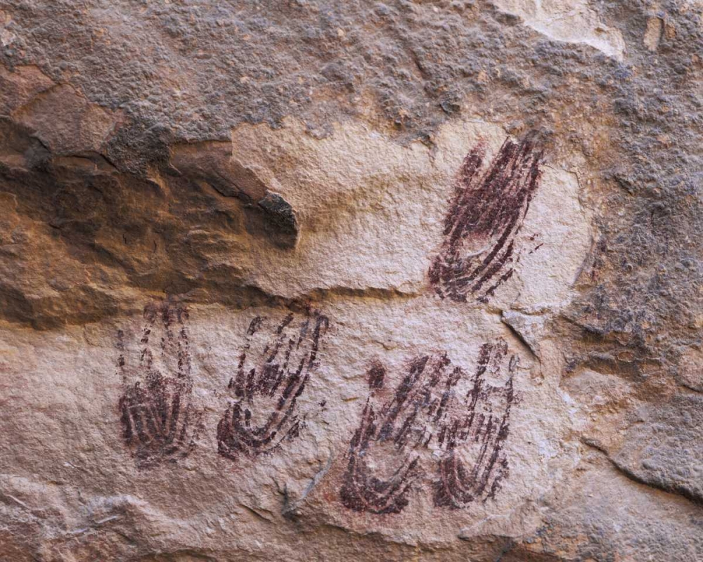 TX Hand-print pictographs in Panther Cave art print by Dennis Flaherty for $57.95 CAD