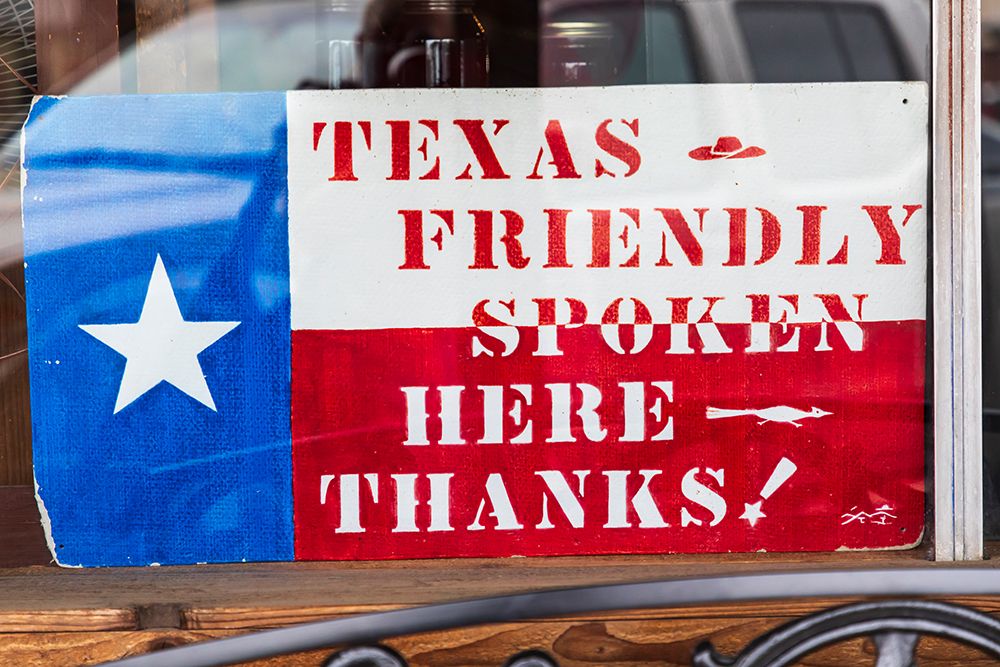 Bandera-Texas-USA-Texas friendly sign in the Texas Hill Country art print by Emily Wilson for $57.95 CAD
