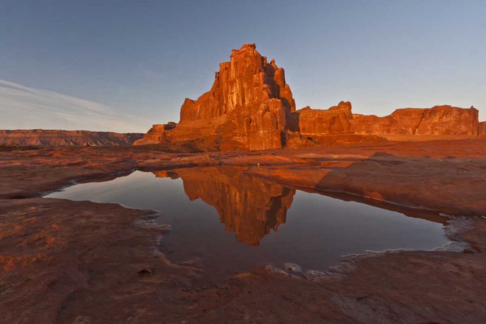 UT, Arches NP, Rock formation reflect in puddle art print by Cathy and Gordon Illg for $57.95 CAD