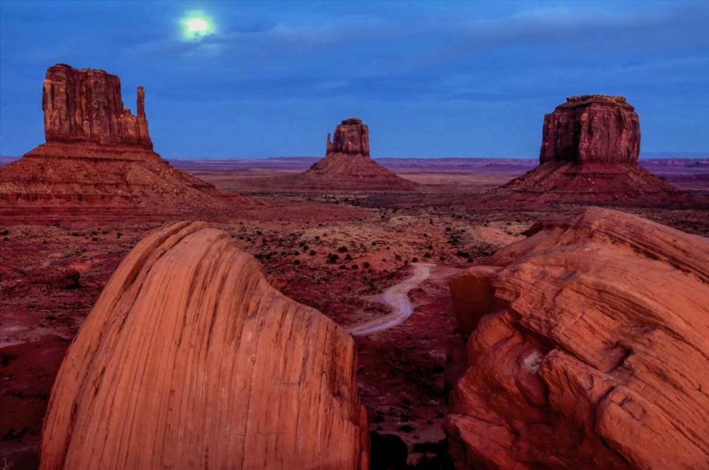 UT, Monument Valley Moon and landscape art print by Jay OBrien for $57.95 CAD