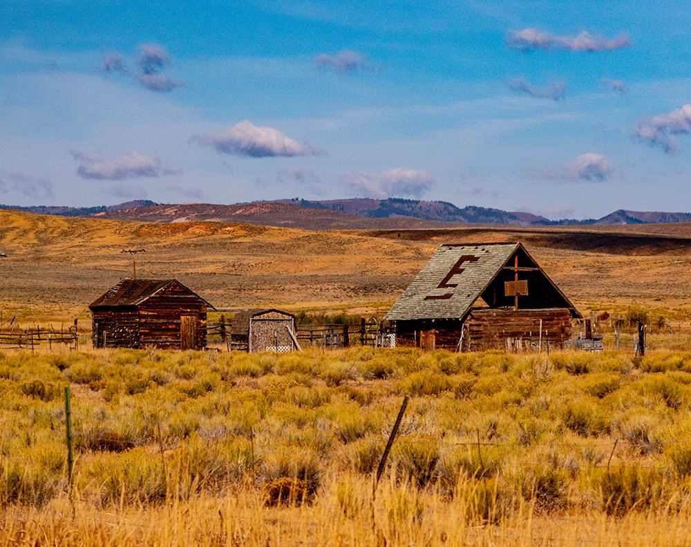 USA-Utah-old wooden barn and shed along highway 39 west of Woodruff art print by Sylvia Gulin for $57.95 CAD