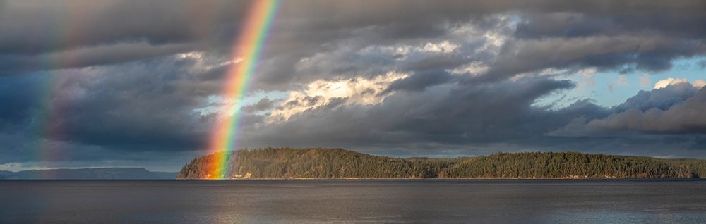 Washington State-Seabeck Panoramic of rainbow over Hood Canal  art print by Jaynes Gallery for $57.95 CAD