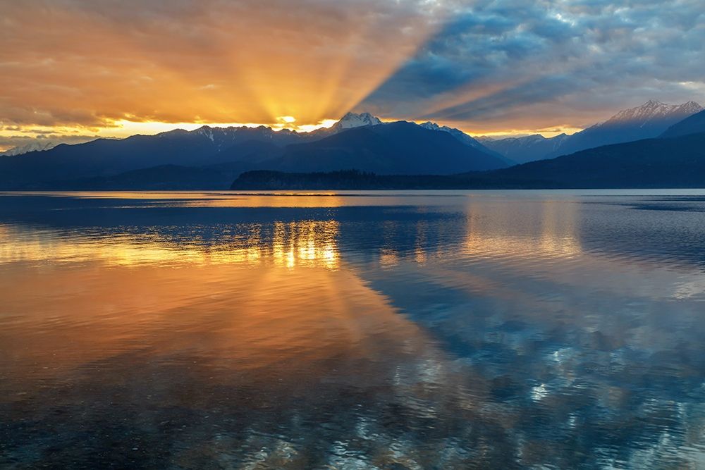 Washington State-Seabeck Sunset over mountains and Hood Canal art print by Jaynes Gallery for $57.95 CAD