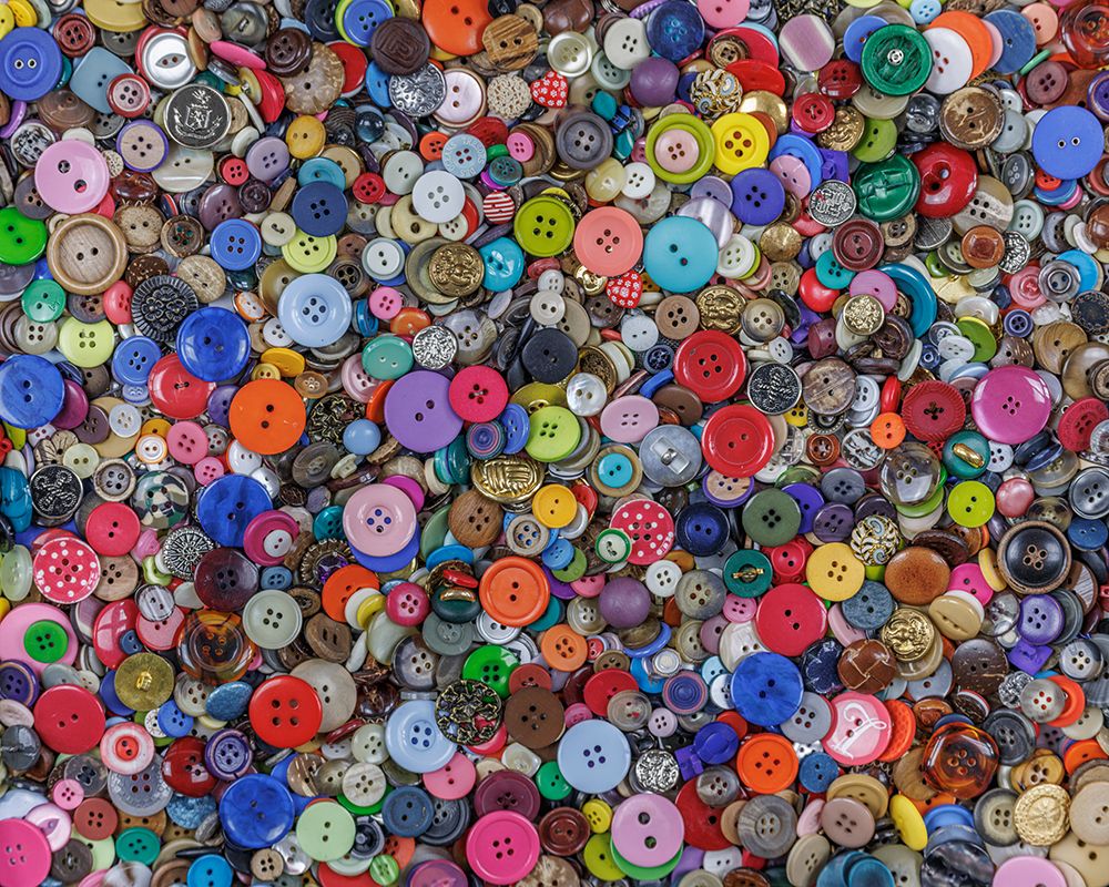 Close-up of variety of colorful buttons art print by Jaynes Gallery for $57.95 CAD