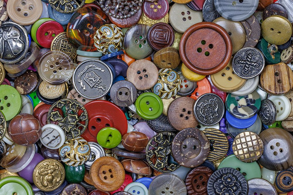 Close-up of variety of buttons art print by Jaynes Gallery for $57.95 CAD
