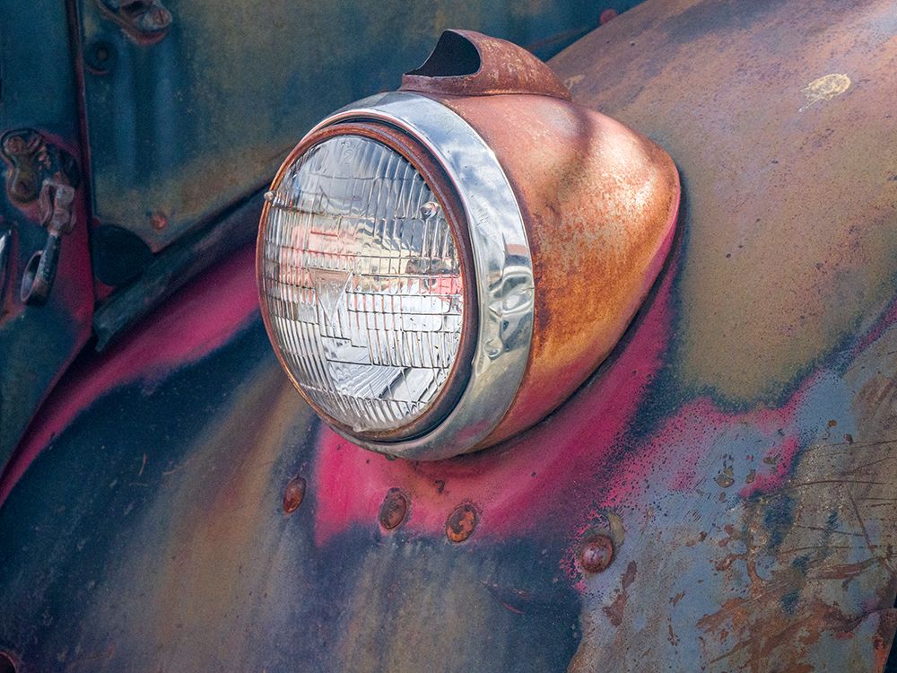 Close-up detail of an old General Motors truck in a historic ghost town. art print by Julie Eggers for $57.95 CAD