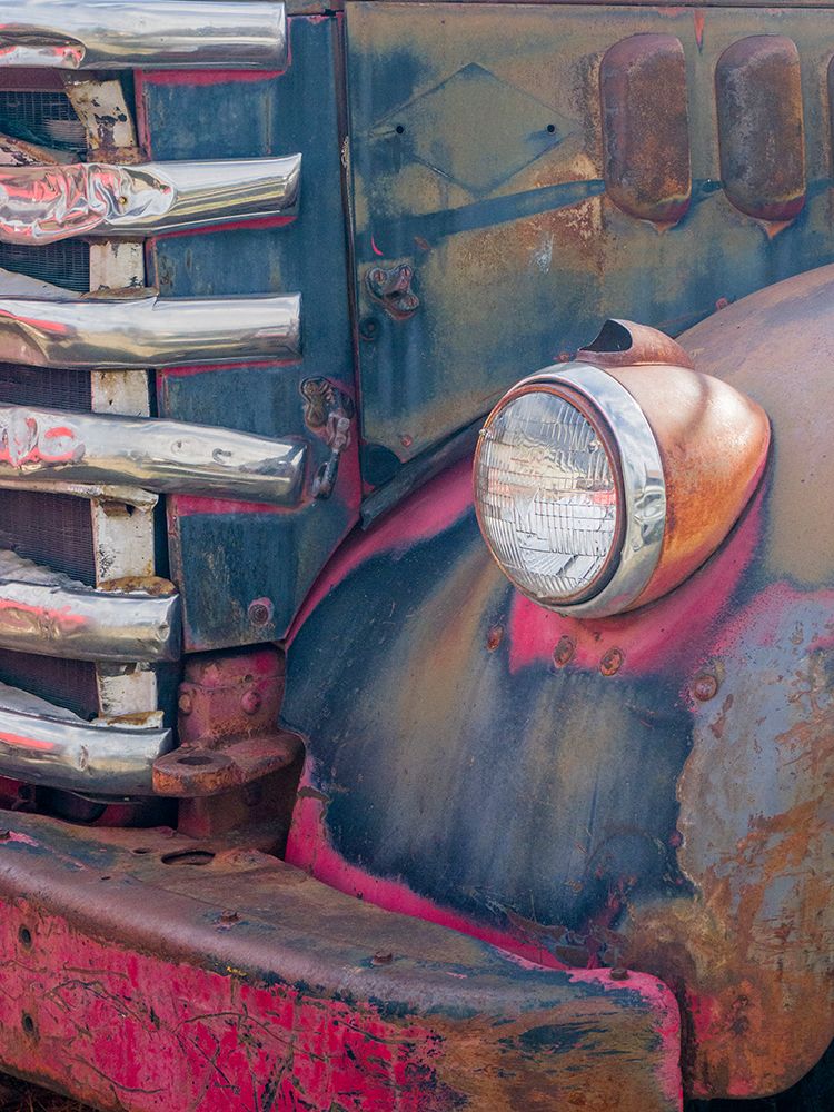 Close-up detail of an old General Motors truck in a historic ghost town. art print by Julie Eggers for $57.95 CAD