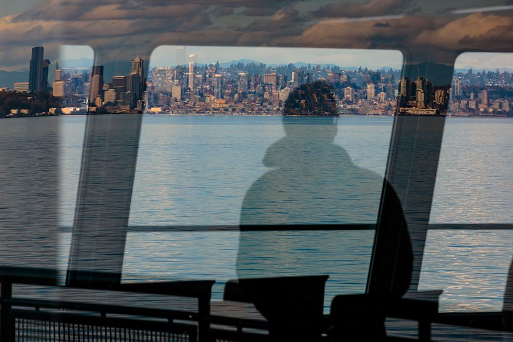 Ferry window views of the Seattle waterfront, Washington State, USA. art print by Rob Casey for $57.95 CAD
