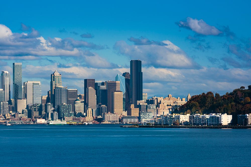 Seattle skyline and West Seattle from Puget Sound, Washington State, USA. art print by Rob Casey for $57.95 CAD