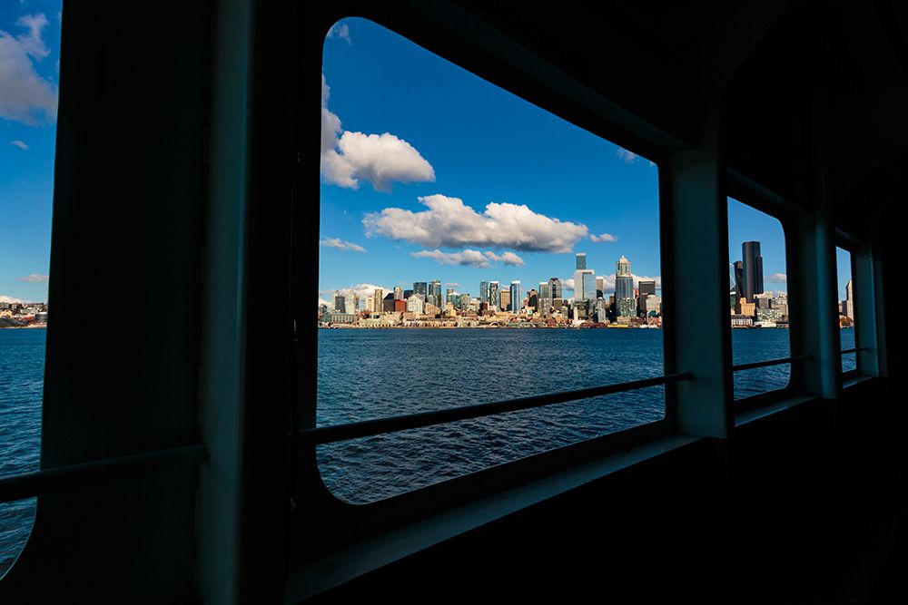 Seattle skyline from a Puget Sound ferry on Elliott Bay, Washington State, USA. art print by Rob Casey for $57.95 CAD