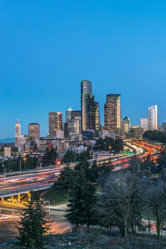 Washington State-Seattle I-5 and Downtown art print by Rob Tilley for $57.95 CAD