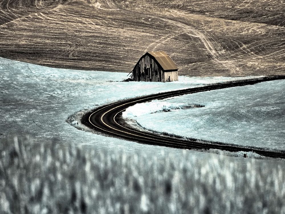 USA-Washington State-Palouse-Road running through the crops with barn along side the road art print by Terry Eggers for $57.95 CAD
