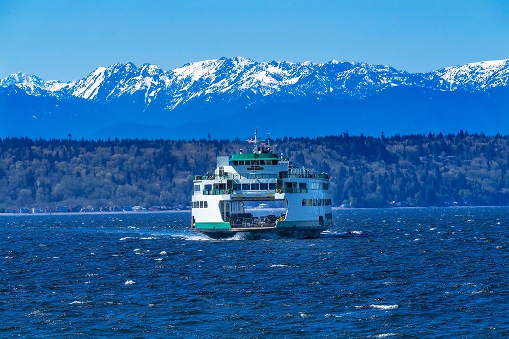 Washington State Ferry Olympic Mountains-Edmonds-Washington State art print by William Perry for $57.95 CAD