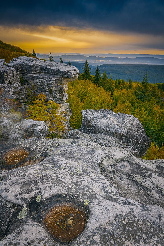 USA-West Virginia-Dolly Sods Wilderness Area Sunrise on mountain boulders and forest art print by Jaynes Gallery for $57.95 CAD