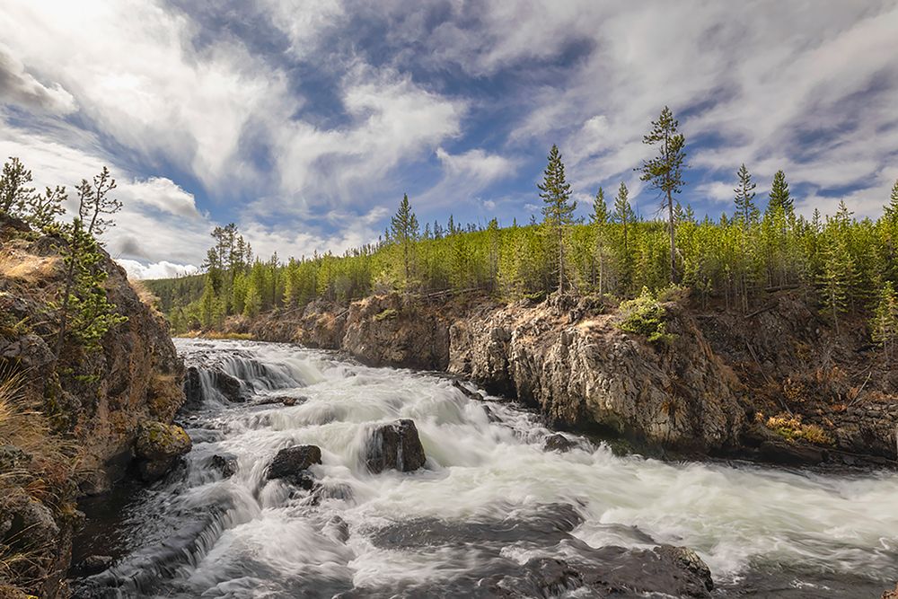 Cascading Firehole River and clouds-Yellowstone National Park-Wyoming art print by Adam Jones for $57.95 CAD
