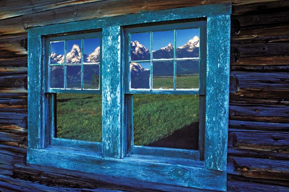 WY, Grand Tetons reflecting in windows at sunrise art print by Dennis Kirkland for $57.95 CAD