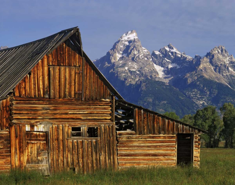 WY, Grand Tetons A weathered wooden barn art print by Dennis Flaherty for $57.95 CAD