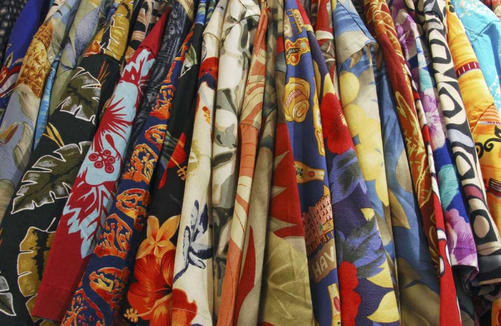 USA, Closet full of aloha shirts on hangers art print by Steve Terrill for $57.95 CAD