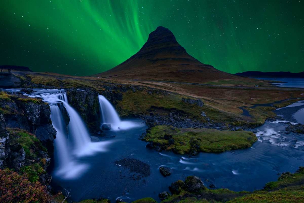 Kirkjufell... Under A Boreal Green Sky art print by Alvaro Roxo for $57.95 CAD