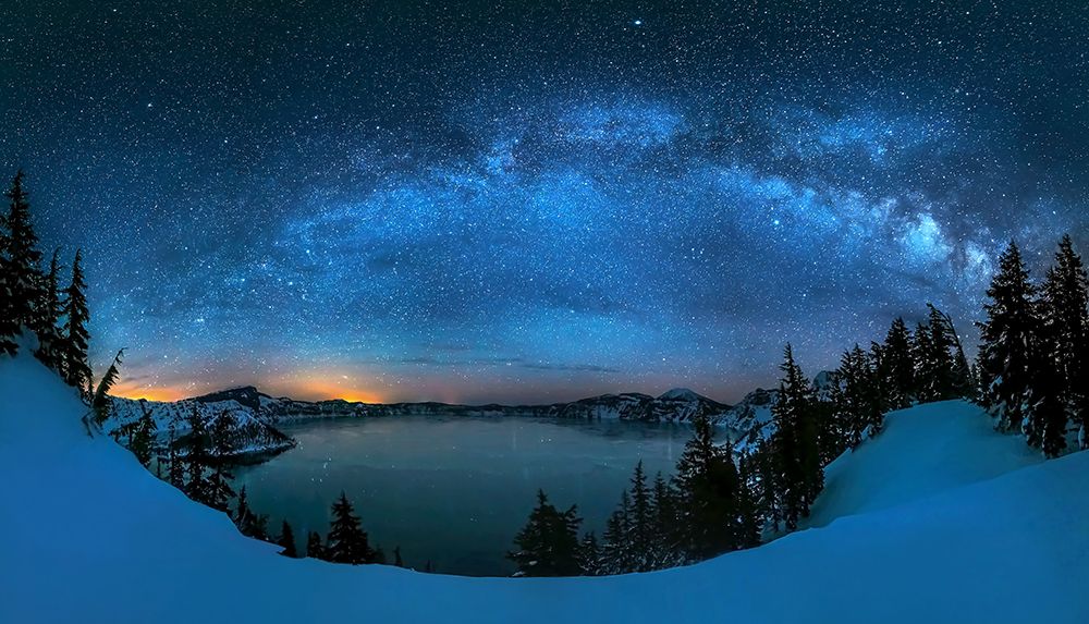 Starry Night Over The Crater Lake art print by Hua Zhu for $57.95 CAD