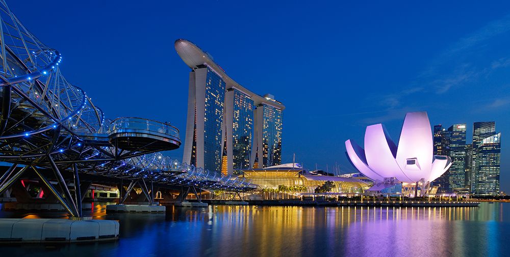 Marina Sands Bay - Blue Hour art print by Assaf Gavra for $57.95 CAD