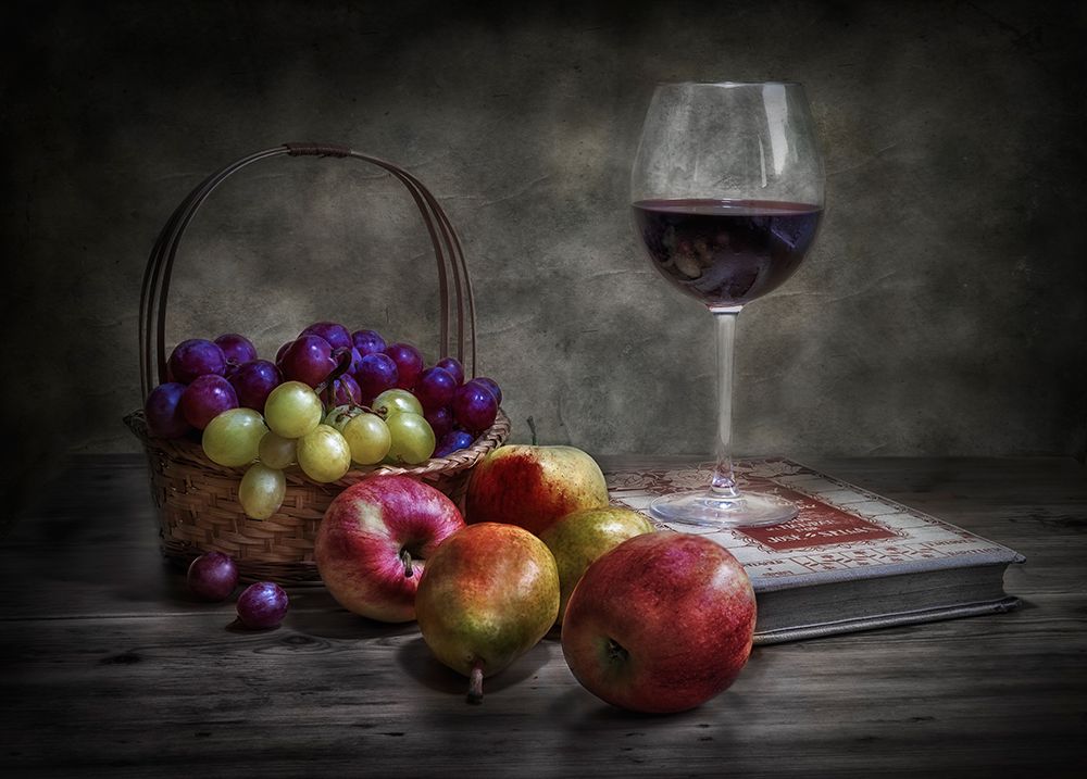 Wine-Fruit And Reading. art print by Fran Osuna for $57.95 CAD