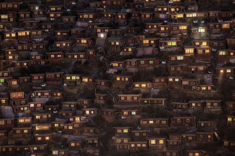 Larung Gar Night (Tibet) art print by Sarawut Intarob for $57.95 CAD