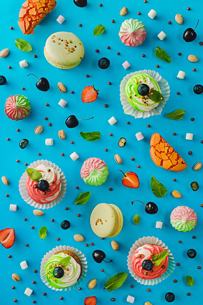 Sweet pattern: cupcake art print by Dina Belenko for $57.95 CAD