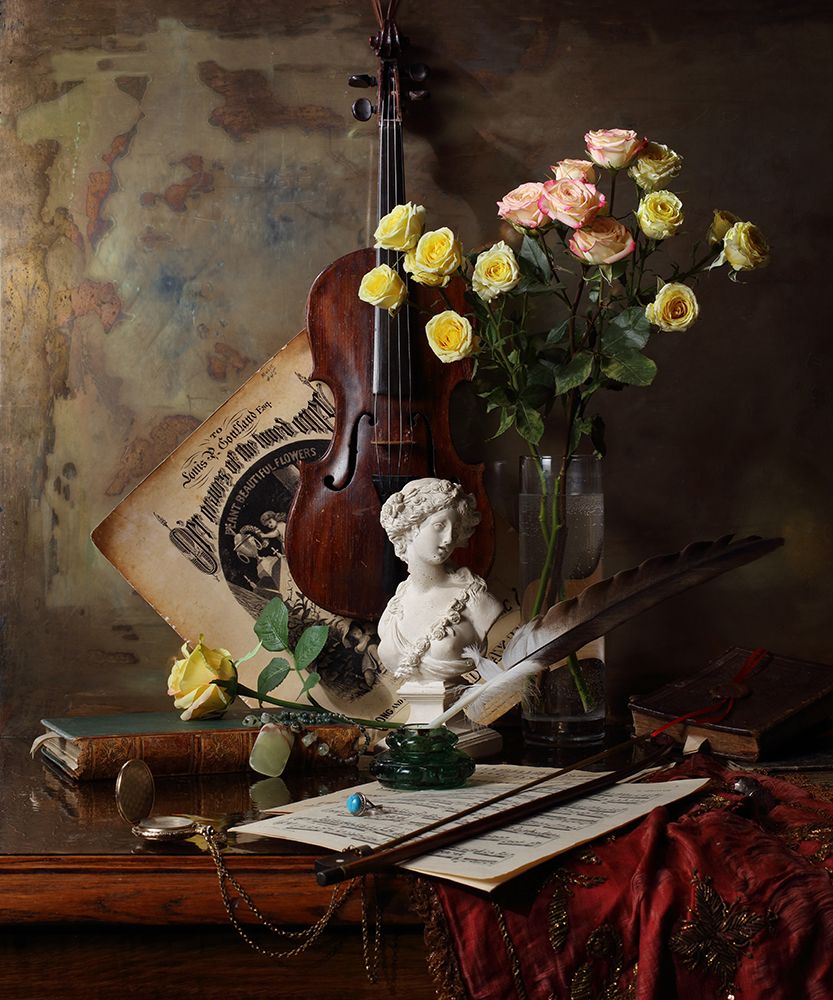 Still Life With Violin And Bust art print by Andrey Morozov for $57.95 CAD