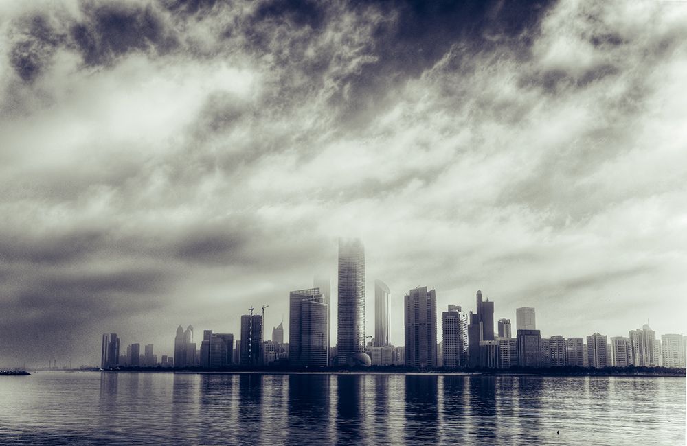Abu Dhabi Skyline art print by Mohamed Kazzaz for $57.95 CAD