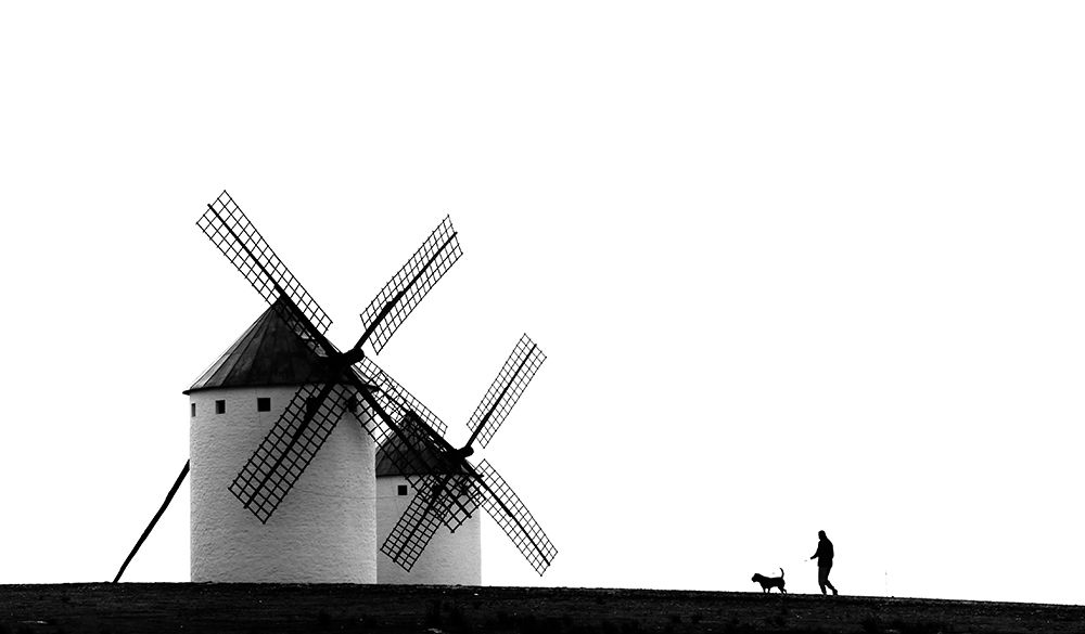 The Man-The Dog And The Windmills art print by J. Antonio Pardo for $57.95 CAD