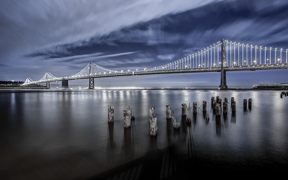 The Bay Bridge Lights San Francisco art print by Toby Harriman for $57.95 CAD