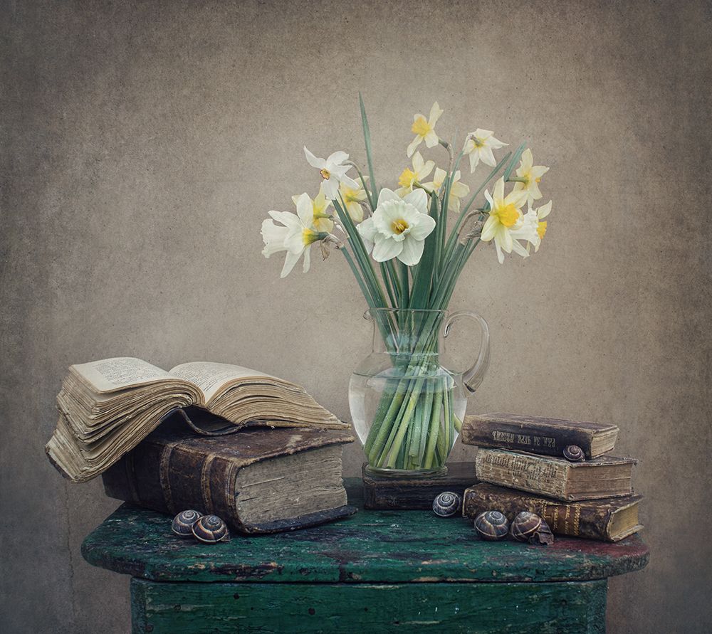 Still life with daffodils art print by Dimitar Lazarov for $57.95 CAD