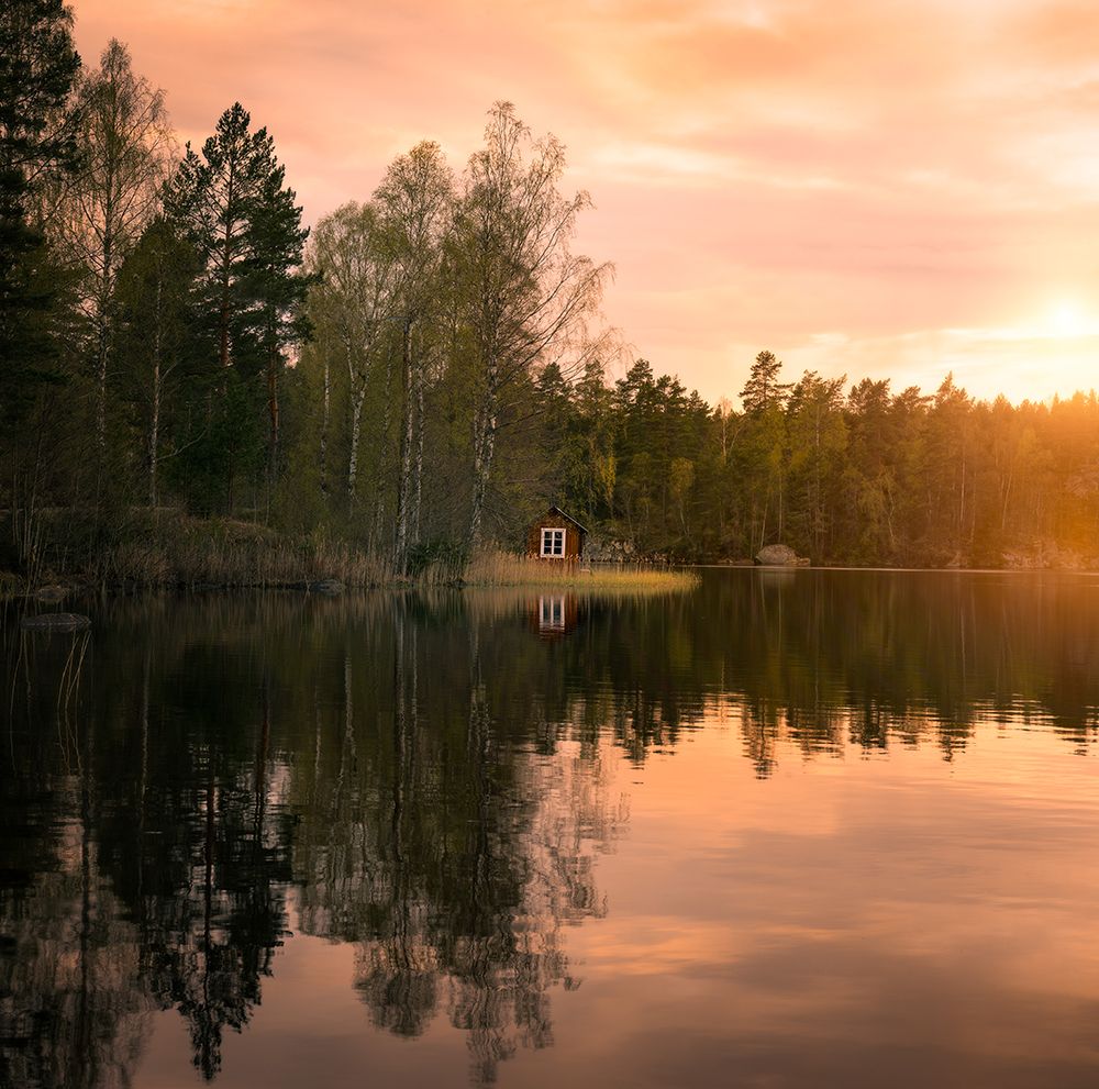 The little red house art print by Christian Lindsten for $57.95 CAD