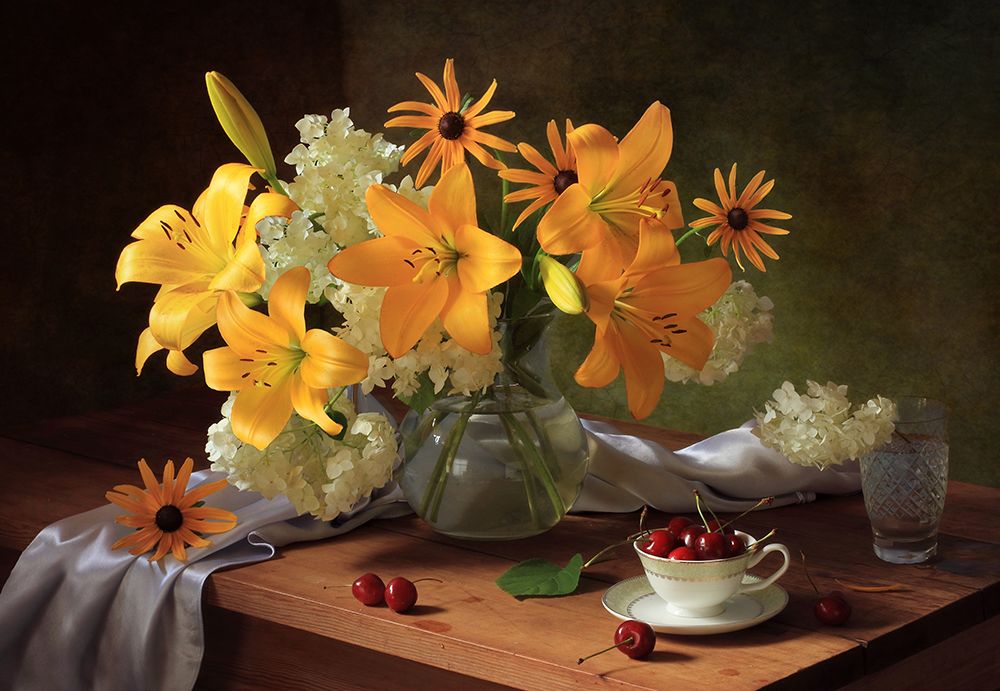 Still life with lilies art print by Tatyana Skorokhod for $57.95 CAD