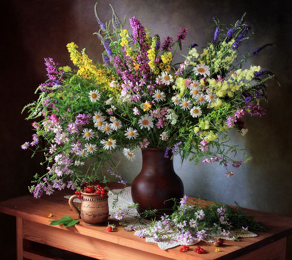 Still Life With Wildflowers And Berries art print by Tatyana Skorokhod for $57.95 CAD