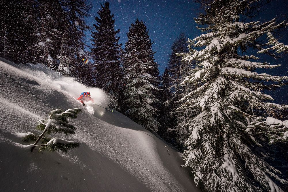 Night Powder Turns With Adrien Coirier art print by Tristan Shu for $57.95 CAD