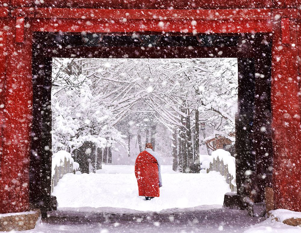 Monk In Snowy Day art print by Bongok Namkoong for $57.95 CAD