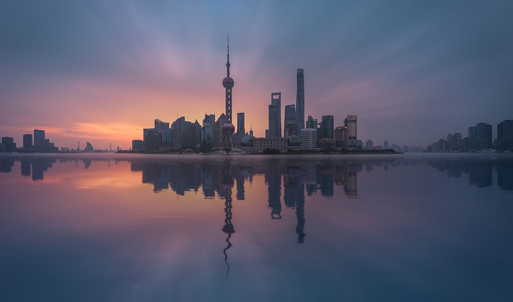 Sunrising Shnaghai art print by Javier de la for $57.95 CAD